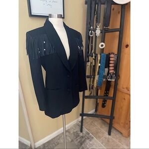 New Frontier wool fringe blazer jacket sz XS